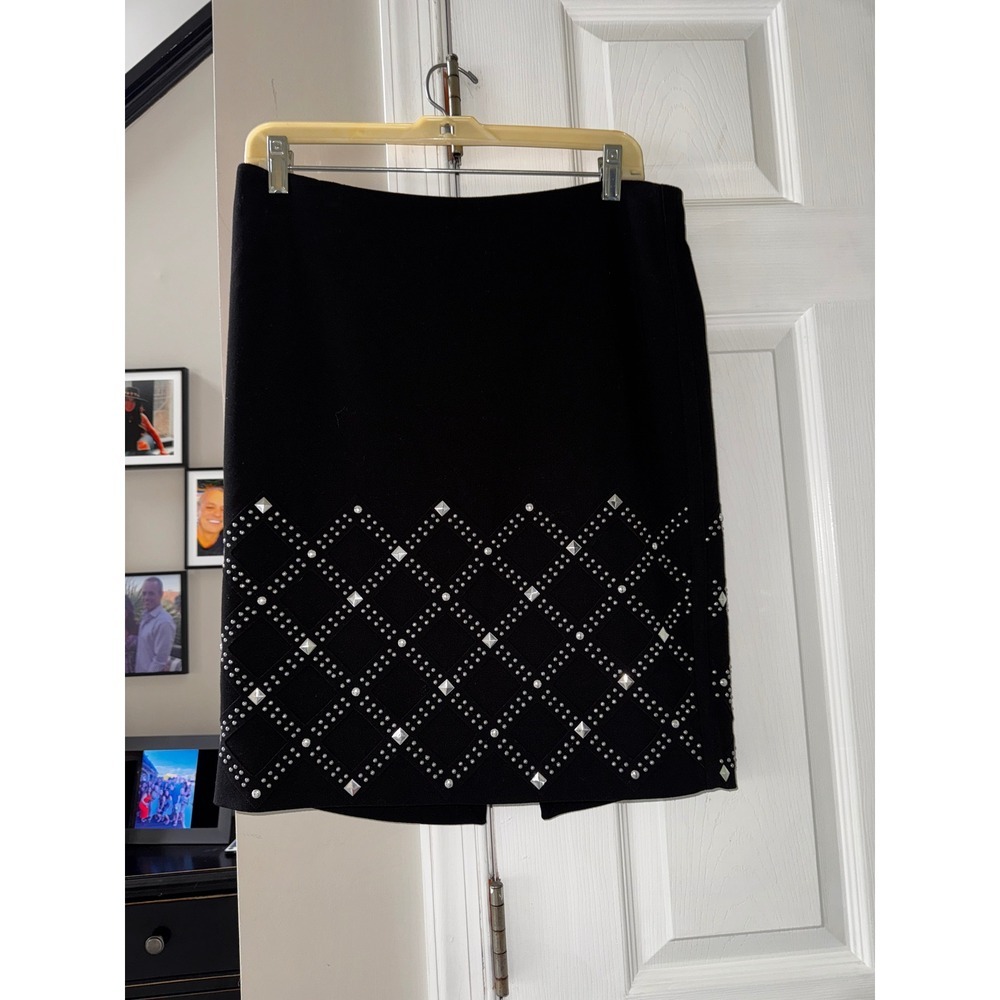 White House Black Market Embellished Skirt Rhinestone‎ Career Party Size 6
